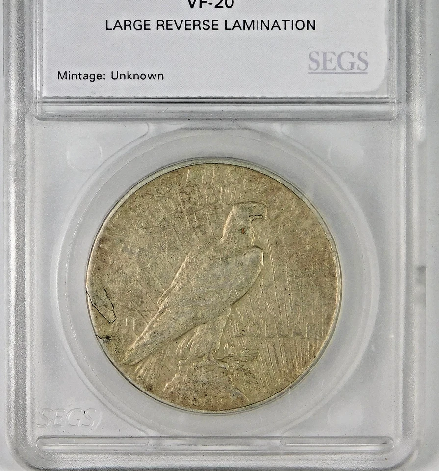 Rare 1923 $1 Peace Silver Dollar Coin **Large Reverse Lamination Error** - Image 3 of 3