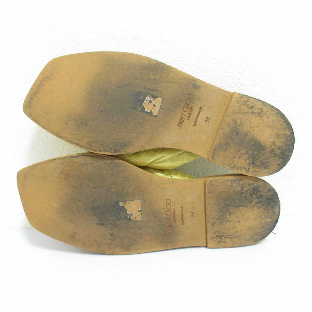 Jimmy Choo Python Embossed Ribbon Flat Sandals Ye… - image 5