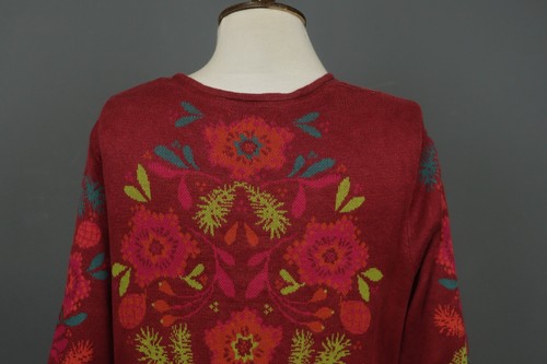 GUDRUN SJODEN Multi Floral Linen Long Sleeve Button Front Cardigan Sweater Sz M - Picture 8 of 12