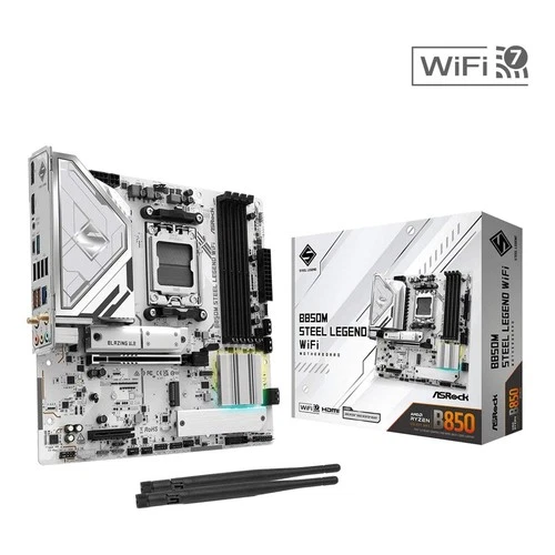 ASRock B850M Steel Legend WiFi AMD AM5 Socket Motherboard, ATX DDR5 M2 WiFi-7 DP