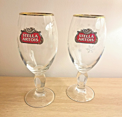 Stella Artois Kelch Pint Gläser x2 Sonderedition ''Ein Weihnachtsgeschenk''