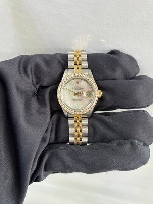 Rolex Oyster Perpetual Datejust Two-Tone Diamond Bezel Date Bracelet