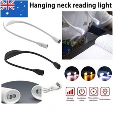 LED Neck Reading Light Flexible USB Rechargeable Hands Free Bed Night Book Lamp