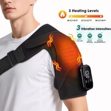 Electric Heated Vibration Shoulder Massager Brace Rotator Cuff Joint Pain Relief