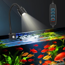3W Fish Tank Light 3 Color Modes Clip on Aquarium Spotlight with Adjustable Focu