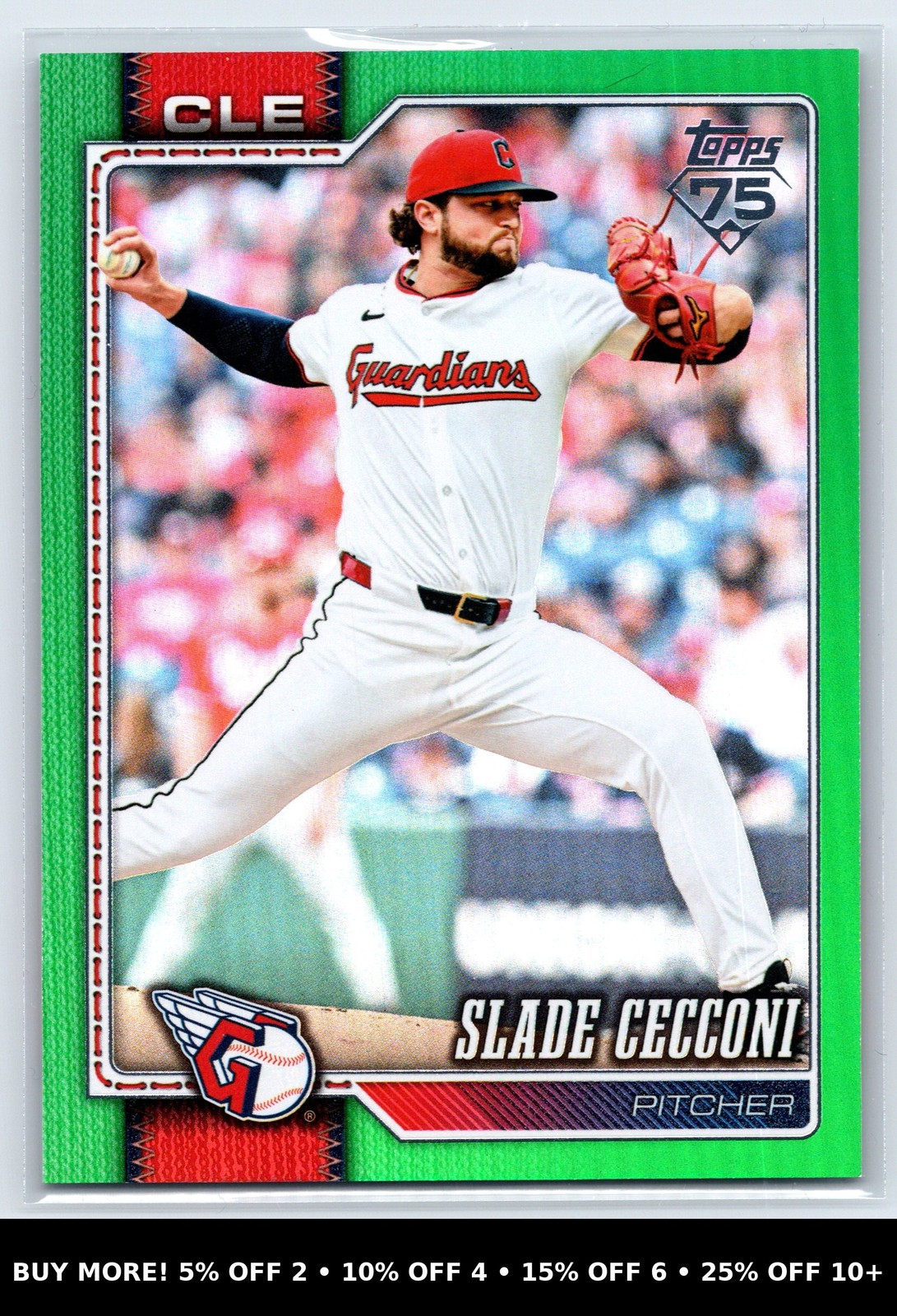 2026 Topps Series 2 Slade Cecconi #641 Green Foil #/99 Cleveland Guardians