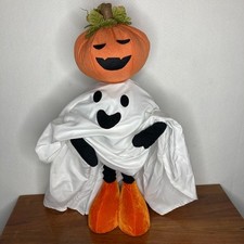 Halloween Ghost Jack O Lantern Pumpkin Head Stands w/Retractable legs 18.5-32