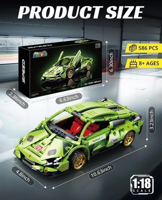 1:18 Technic Racing Car Building Kit for Kids & Adults 586PCS Green boy gift