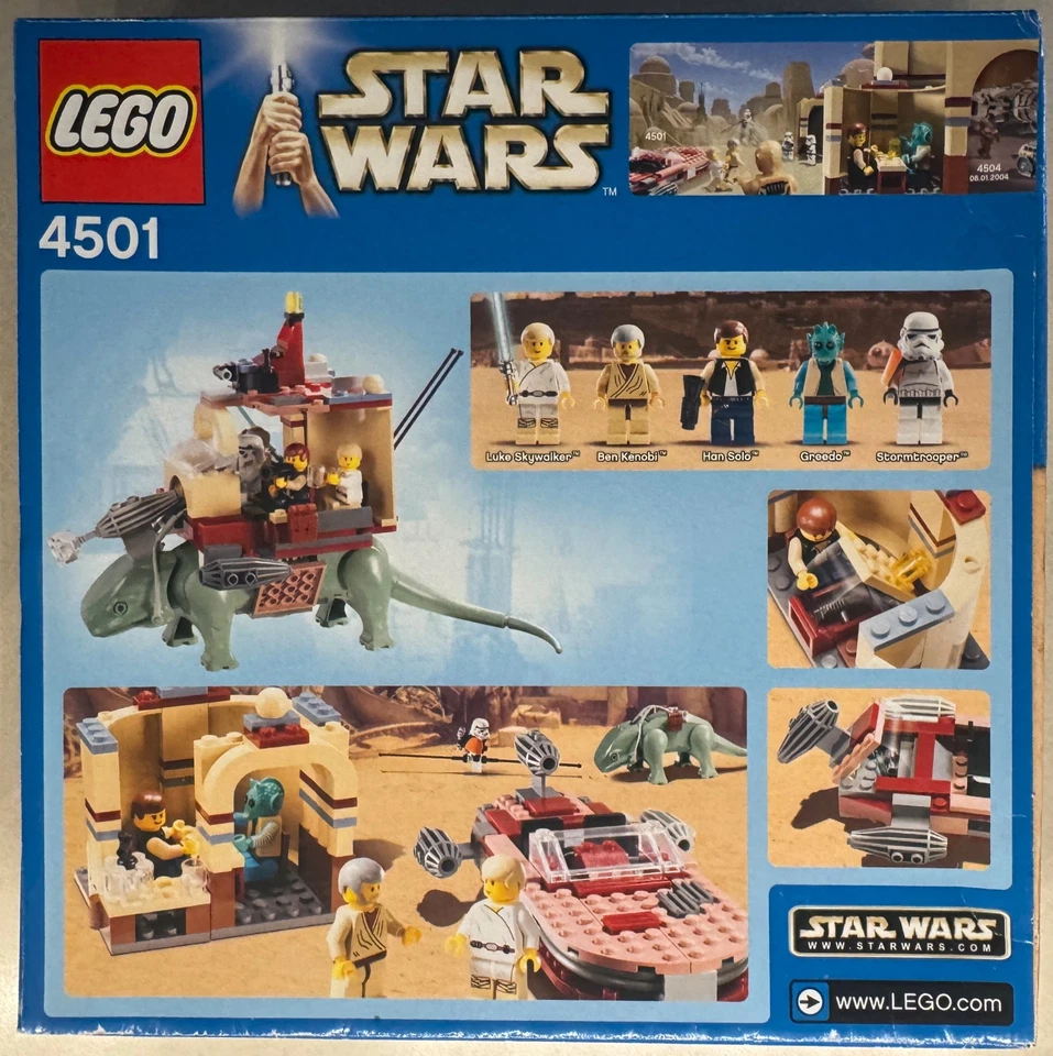 Lego # 4501 Mos Eisley Cantina (2004) (193 peças) 5x Figos +Dewback (caixa lacrada quase perfeita) - Imagem 2 de 4