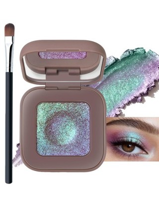 Duochrome Glitter Plum Mauve Blue Eyeshadow Palette,Color Shifting Holographi...