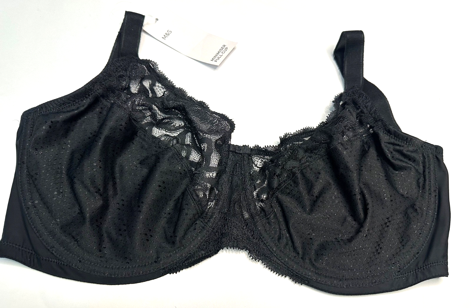 New! M&S Marks & Spencer 32H black non-padded underwired full cup minimiser bra