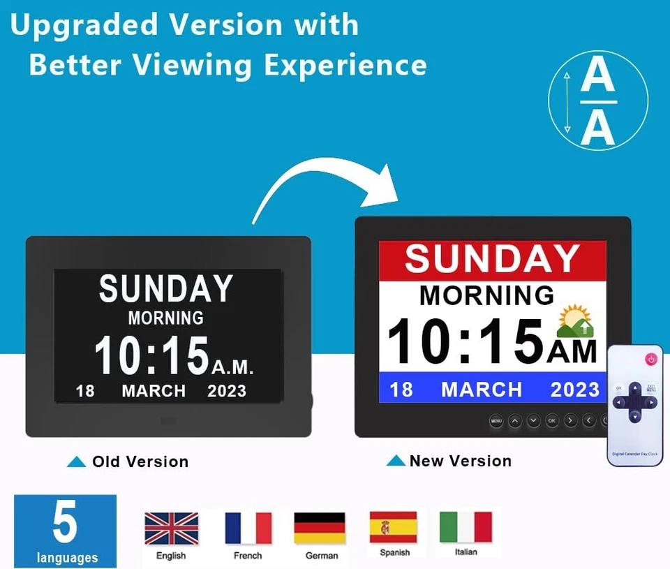 8 Inch Large Dementia Clock 19 Alarms with Auto DST, 20 Custom Reminders,10 L... - Image 3 of 4