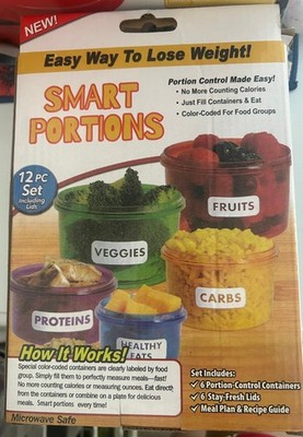 Perfect Portions Control Containers Plastic Labeled Cups Fill & Eat Get Fit New