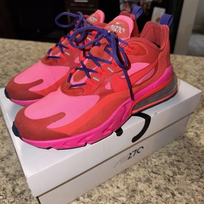 Men's 8.5 Nike Air Max 270 React AO4971-600 Electronic Music Red Running Shoes