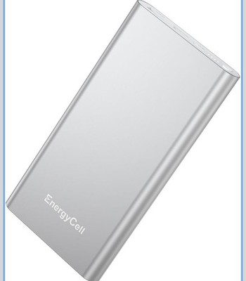 EnergyCell Powerbank 12000mAh 22,5W QC/20W PD USB-C/USB-A Silber Kabel