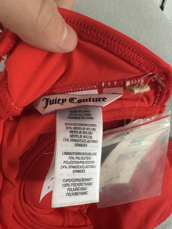 Vestido de baño Juicy Couture para mujer pequeño rojo cadena correa volantes falda una pieza nuevo con etiquetas Foto 3 de 4