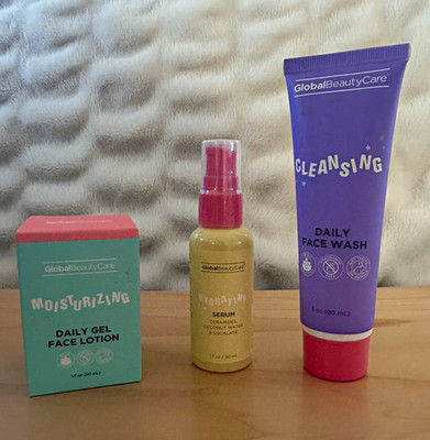 Global Beauty Care Face Set: Face Wash, Gel Lotion & Serum w/ Ceramides