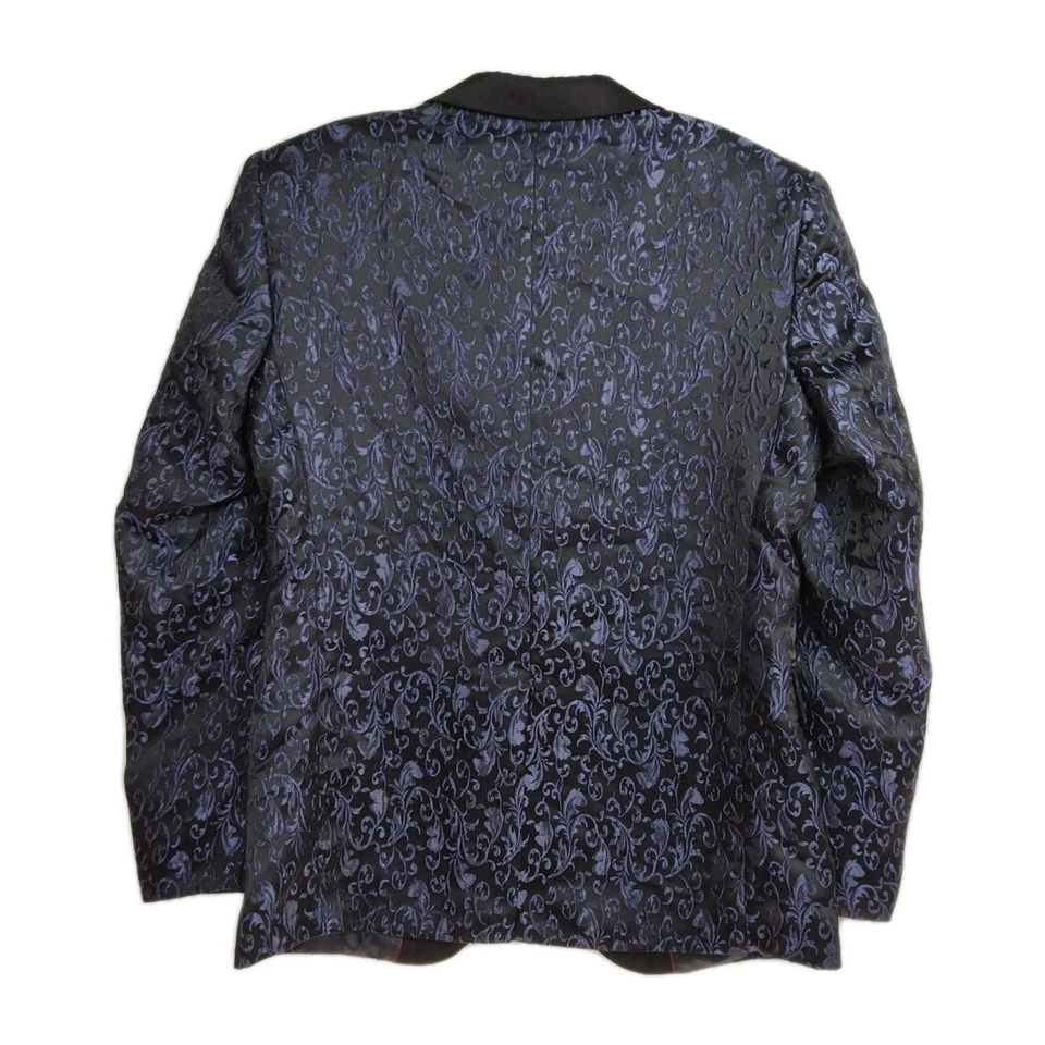 Blazer Coofandy Masculino XS Preto com Bordado Roxo Escuro Fecho de Um Botão - Imagem 2 de 4