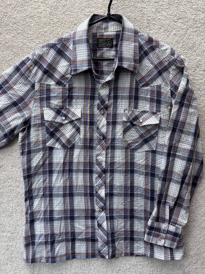 Vintage JCPenny Pearl Snap Shirt Men's Large Multicolor Plaid Cowboy Country LS - Image 2 of 4