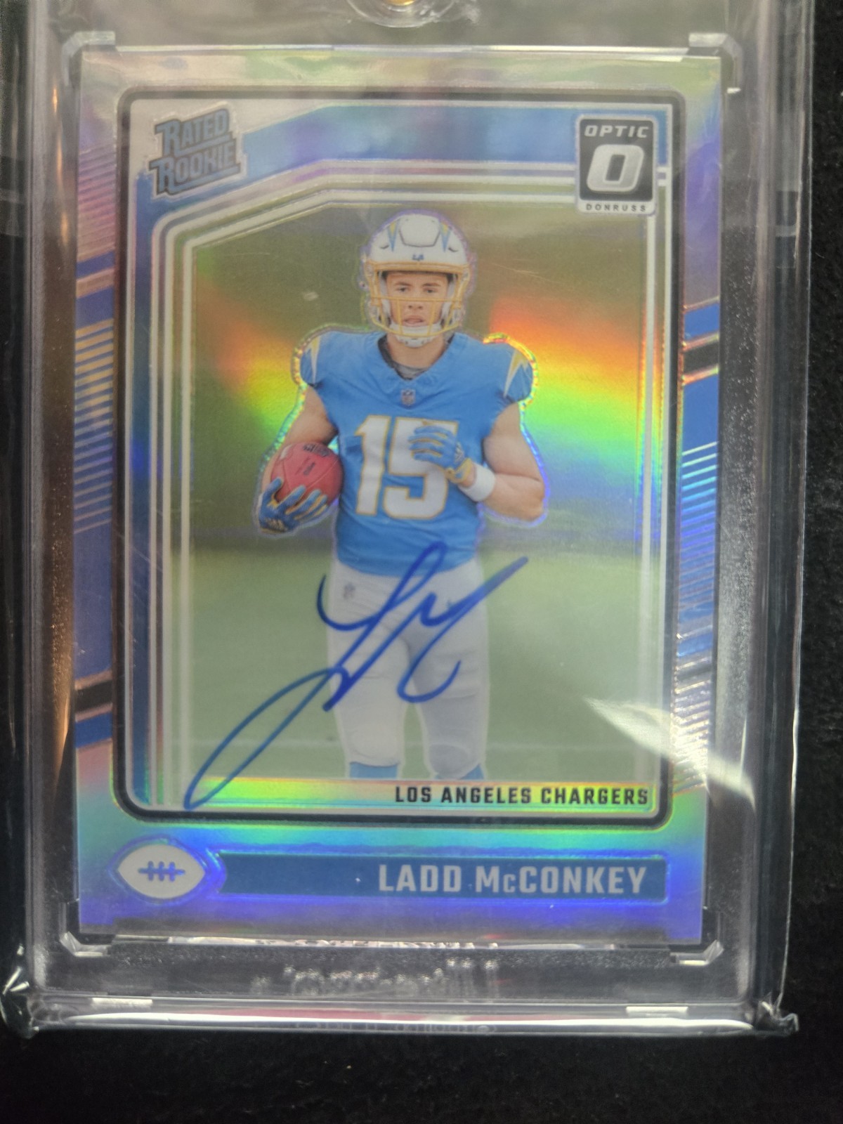 2024 Panini Donruss Optic RC Ladd McConkey #266 Holo Prizm Autographs /150