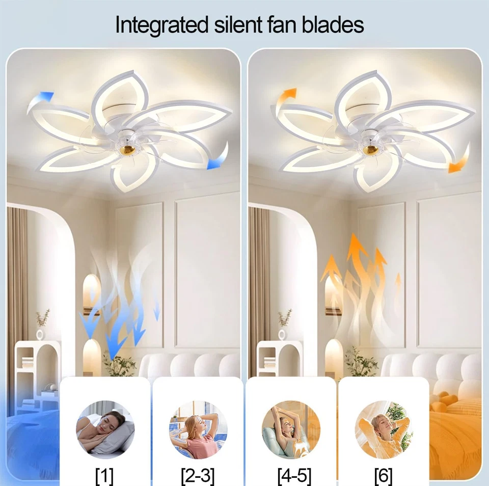 LED Ventilatore Da Soffitto, Ventilatore Da Soffitto Con Luce E Telecomando, Lam - Immagine 2 di 4