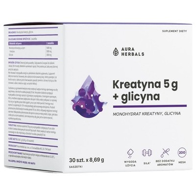 Aura Herbals Kreatin 5 g + Glycin 3 g - 30 Portionsbeutel