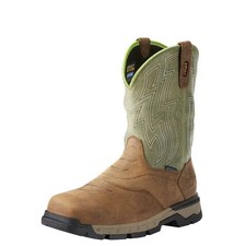 Ariat Work Men's Rebar Flex Western H20proof Composite Toe Rye Brwn/ Green SZ8.5