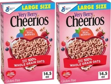 (Free Duty Tax) Very Berry Cheerios Breakfast Cereal, Gluten Free, 14.5 oz B