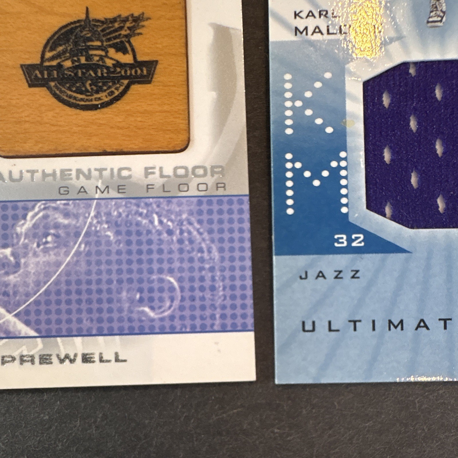 Upper Deck 2001 Sprewell Malone McGrady Game-Used Jersey 3-Card Lot view 10