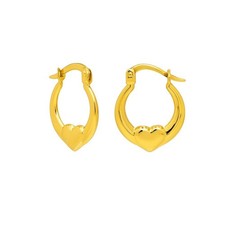 Small Heart Hoop Earrings in 14K Yellow Gold