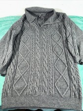 Steve Madden Sweater Dress Gray Cable Knit Oversized V-neck Pullover