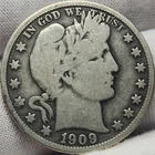 1909 O 50C Barber Silver Half Dollar, Last New Orleans!  VG Condition - Barb-923