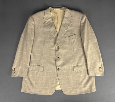 Corneliani Linea Sartoria Blazer EU58R UK48R Super 140s Beige Kariert Wolljacke