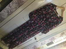 Abito donna Calvin Klein, midi floreale trasparente taglia USA 14/ UK 16