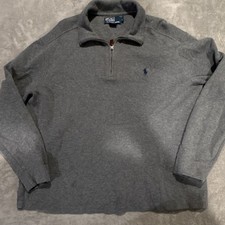 Polo by Ralph Lauren Men's Gray Pullover Mock Neck 1/4 Zip Cotton Size L