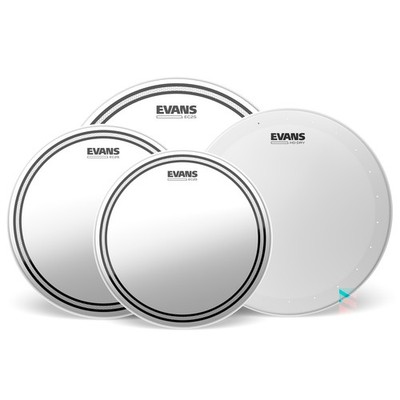 EVANS EC2S Clear Standard Pack (12'', 13'', 16'') mit 14'' HD Dry Snare Akku