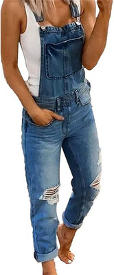 Women's ripped denim overall. Size L (32 inches waist)