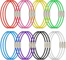 32 Pack Wire Keychain Cable, 6.1" Thick Cable Stainless Steel Key Ring, Luggage