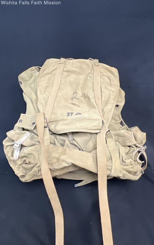 Vintage US Military M1941 Mountain Rucksack Canvas Backpack Khaki Frame