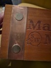 Makers Mark Bourbon Wood Bar Caddy Napkin Straw Holder Copper Bands Embossed — photo 3