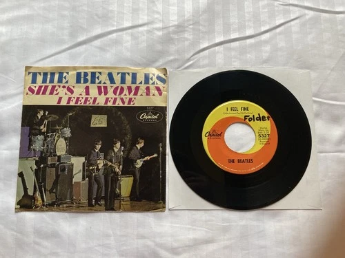 Beatles - I Feel Fine / She’s A Woman 45 w/ Picture Sleeve - Capitol 5327 Vinyl