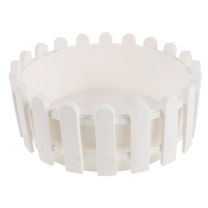 Picket Fence Flower Planter Box, Round Plastic Flower Pots for Succulent