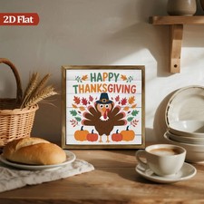 Vintage "Happy Thanksgiving" Turkey Fall Wooden Sign Farmhouse Wall Decor Gift