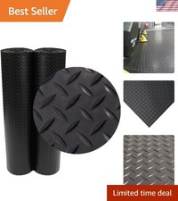 Diamond-Plate Rubber Flooring Rolls - 3 mm x 4 ft x 2 ft Rolls - Black