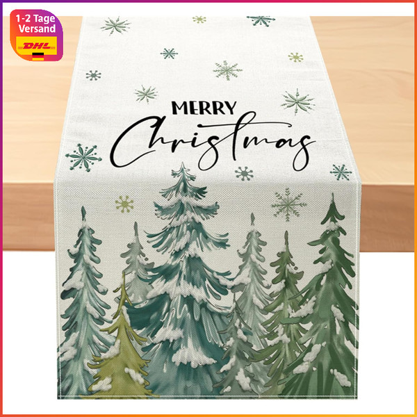 TischläUfer Weihnachten Wasserabweisend GrüN 40X140Cm Weihnachtsdeko Winter Deko-image