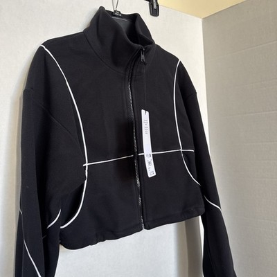 NEW Alo Yoga Polar Fleece Game Time Full Zip Jacket Black Athletic