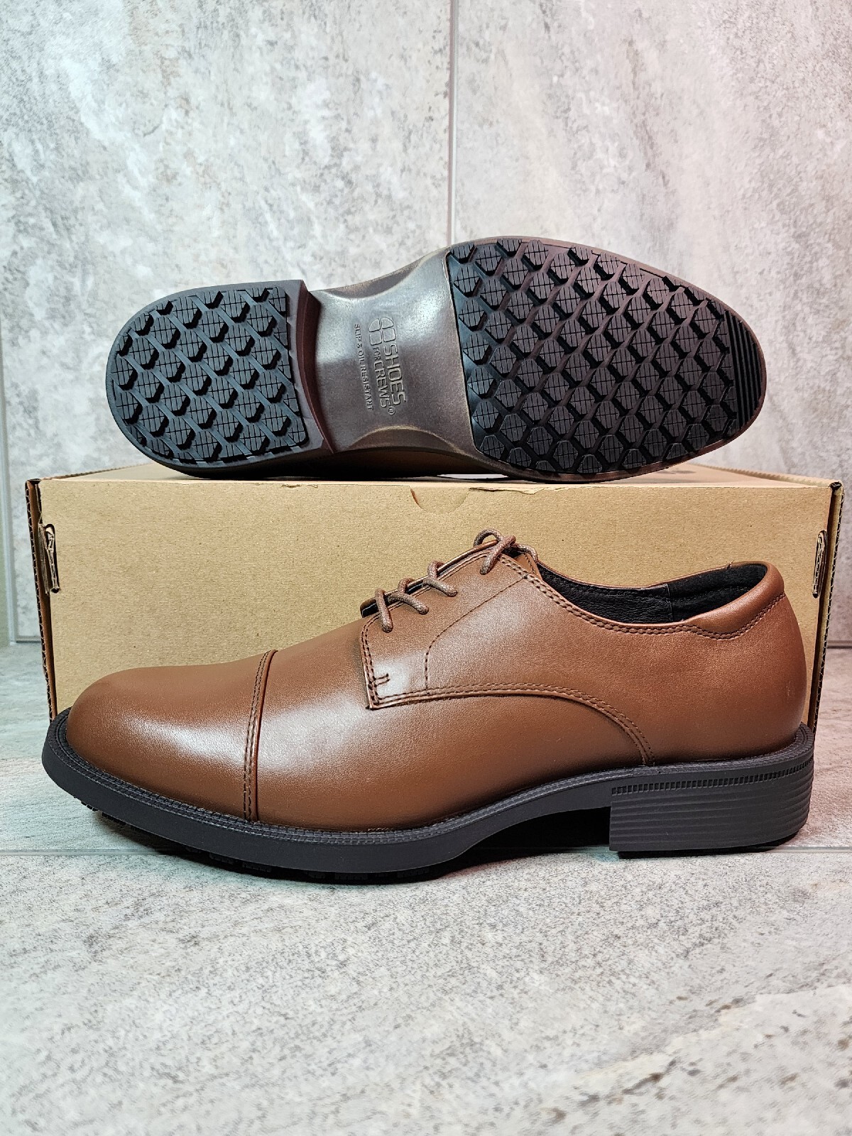 Men's Oil, Water & SlipResistant Shoes For Crews Senator Shoes Brown