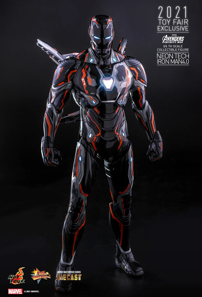 1 6 HOT TOYS MMS597D39 AVENGERS INFINITY WAR NEON TECH MK50 IRON MAN 4.0 FIGURE