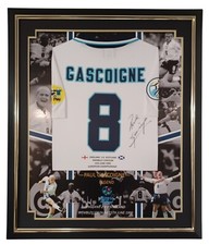 ** EURO 96 FRAMED Paul Gascoigne of England Signed Shirt Autographed  JERSEY *