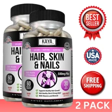 (2 Pack) Hair Skin Nail 60ct Biotin Folate Iron Vitamin A C B1 B5 B6 B12 E D3